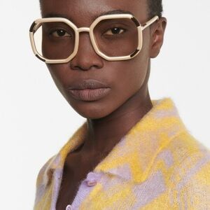 Prada sunglasses SPR20X geometric cream ivory gold with case